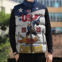 Custom USA Ice Hockey Champions 2026 Sleeveless Puffer Jacket American Eagle Victory Hockey Pride