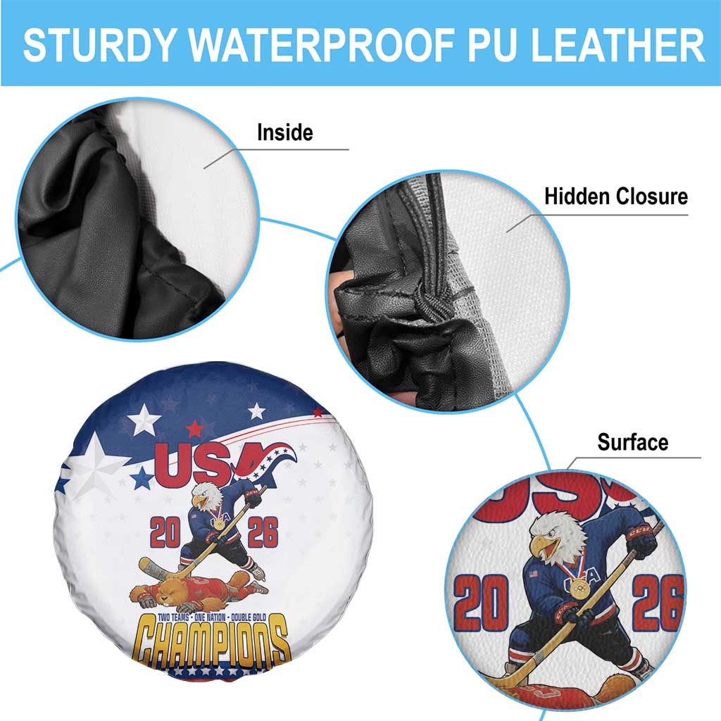 USA Ice Hockey Champions 2026 Spare Tire Cover American Eagle Victory Hockey Pride