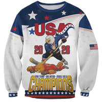 Custom USA Ice Hockey Champions 2026 Sweatshirt American Eagle Victory Hockey Pride