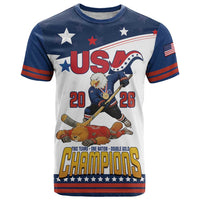 Custom USA Ice Hockey Champions 2026 T Shirt American Eagle Victory Hockey Pride