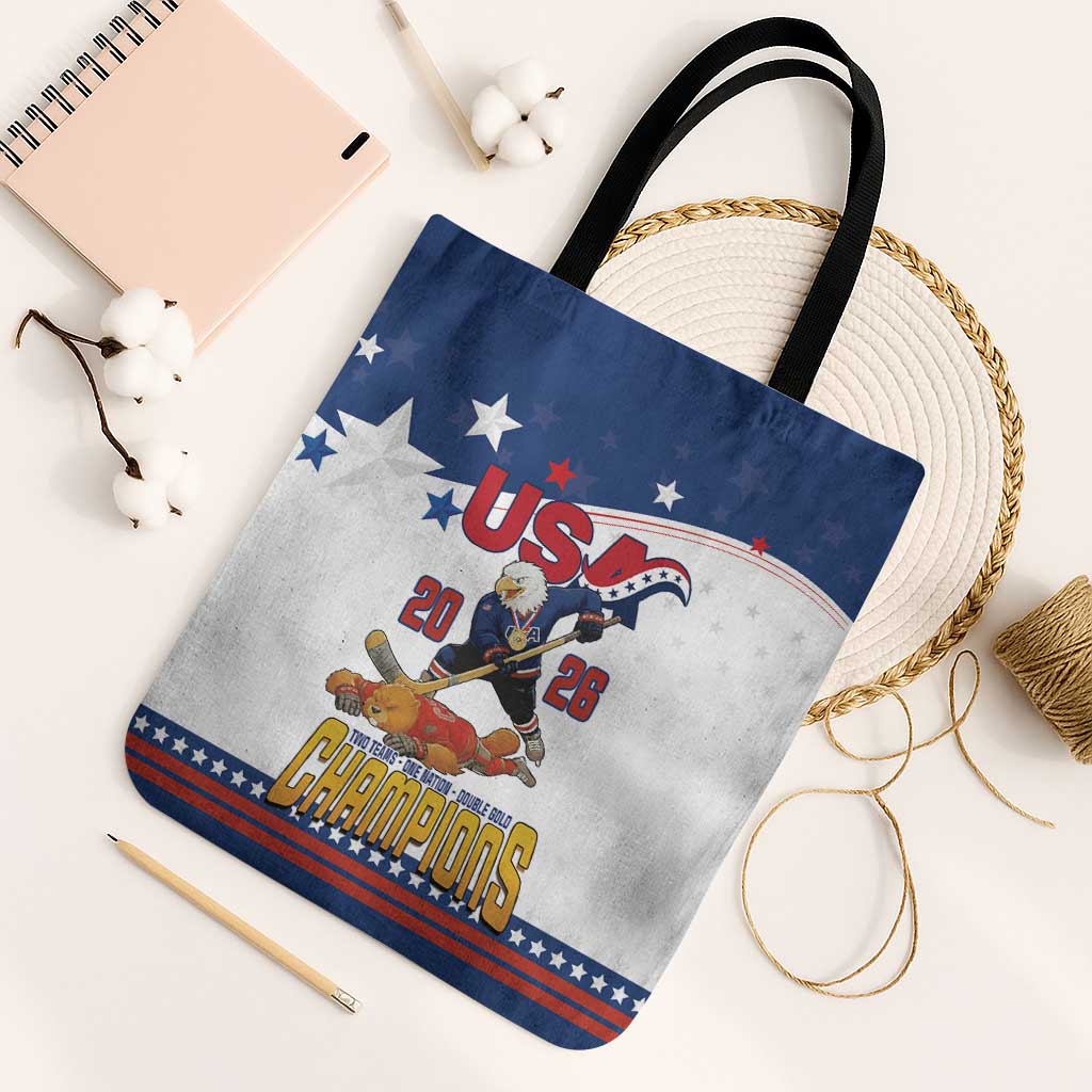 USA Ice Hockey Champions 2026 Tote Bag American Eagle Victory Hockey Pride
