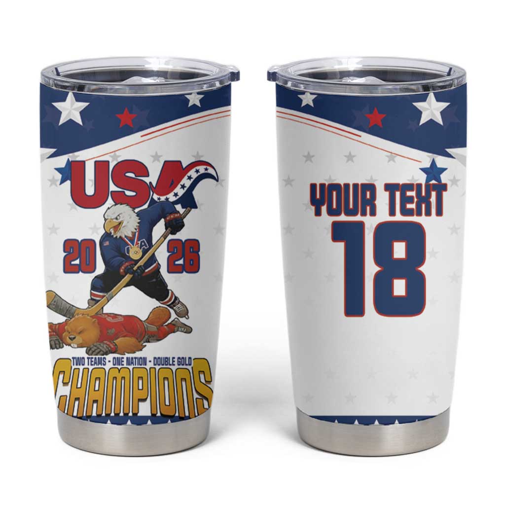 Custom USA Ice Hockey Champions 2026 Tumbler Cup American Eagle Victory Hockey Pride