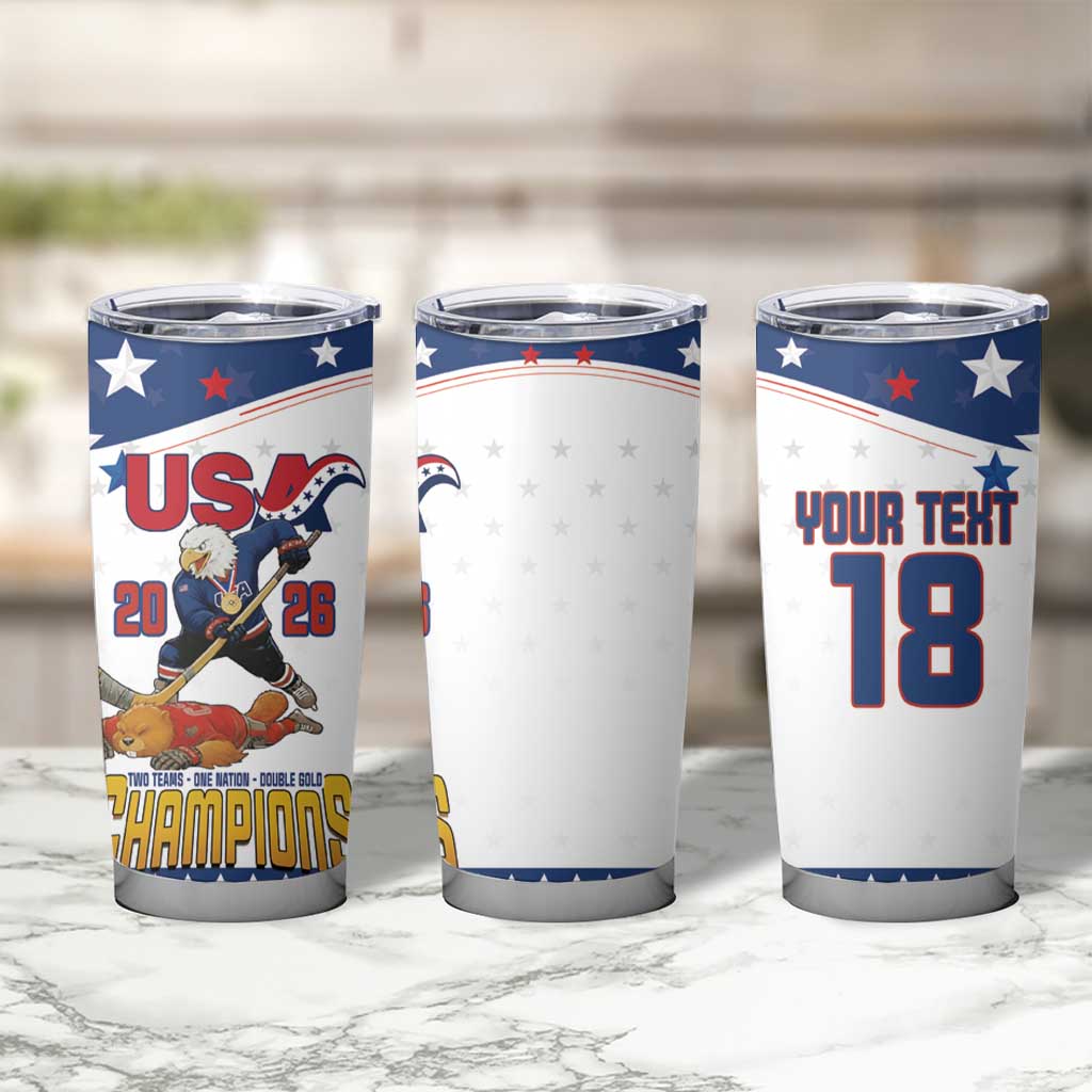 Custom USA Ice Hockey Champions 2026 Tumbler Cup American Eagle Victory Hockey Pride