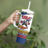 Custom USA Ice Hockey Champions 2026 Tumbler With Handle American Eagle Victory Hockey Pride