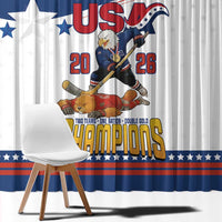USA Ice Hockey Champions 2026 Window Curtain American Eagle Victory Hockey Pride