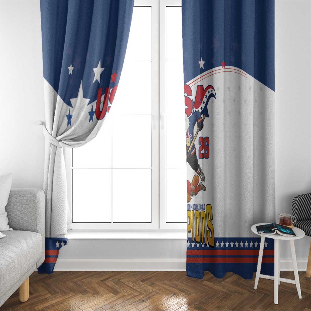 USA Ice Hockey Champions 2026 Window Curtain American Eagle Victory Hockey Pride