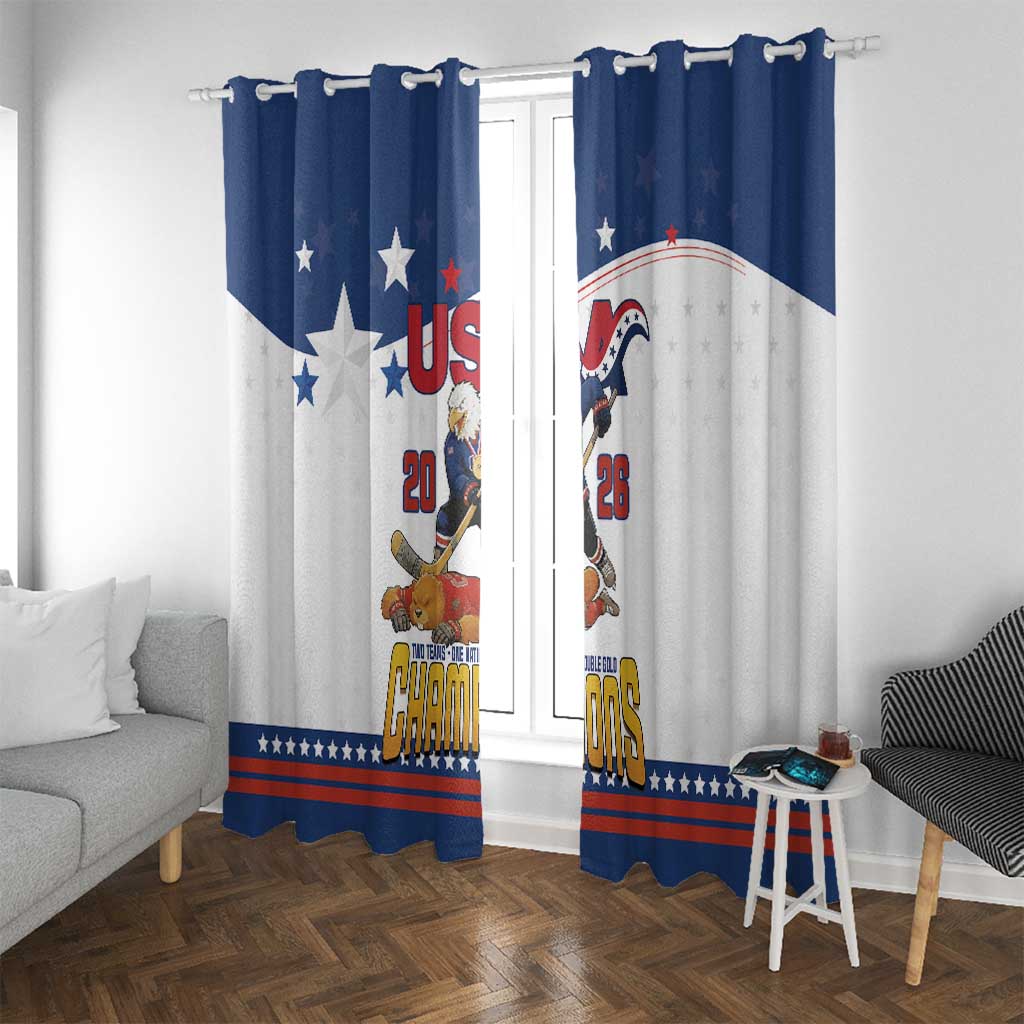 USA Ice Hockey Champions 2026 Window Curtain American Eagle Victory Hockey Pride