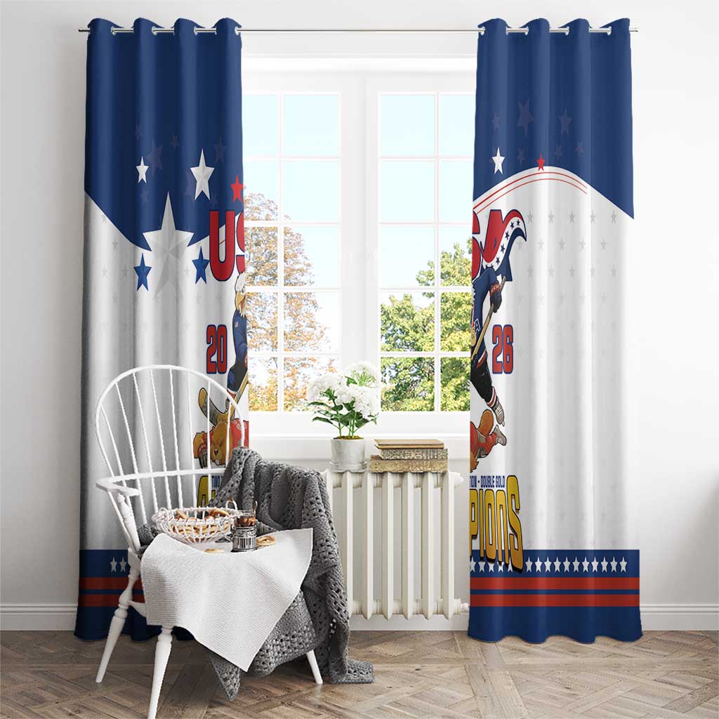 USA Ice Hockey Champions 2026 Window Curtain American Eagle Victory Hockey Pride