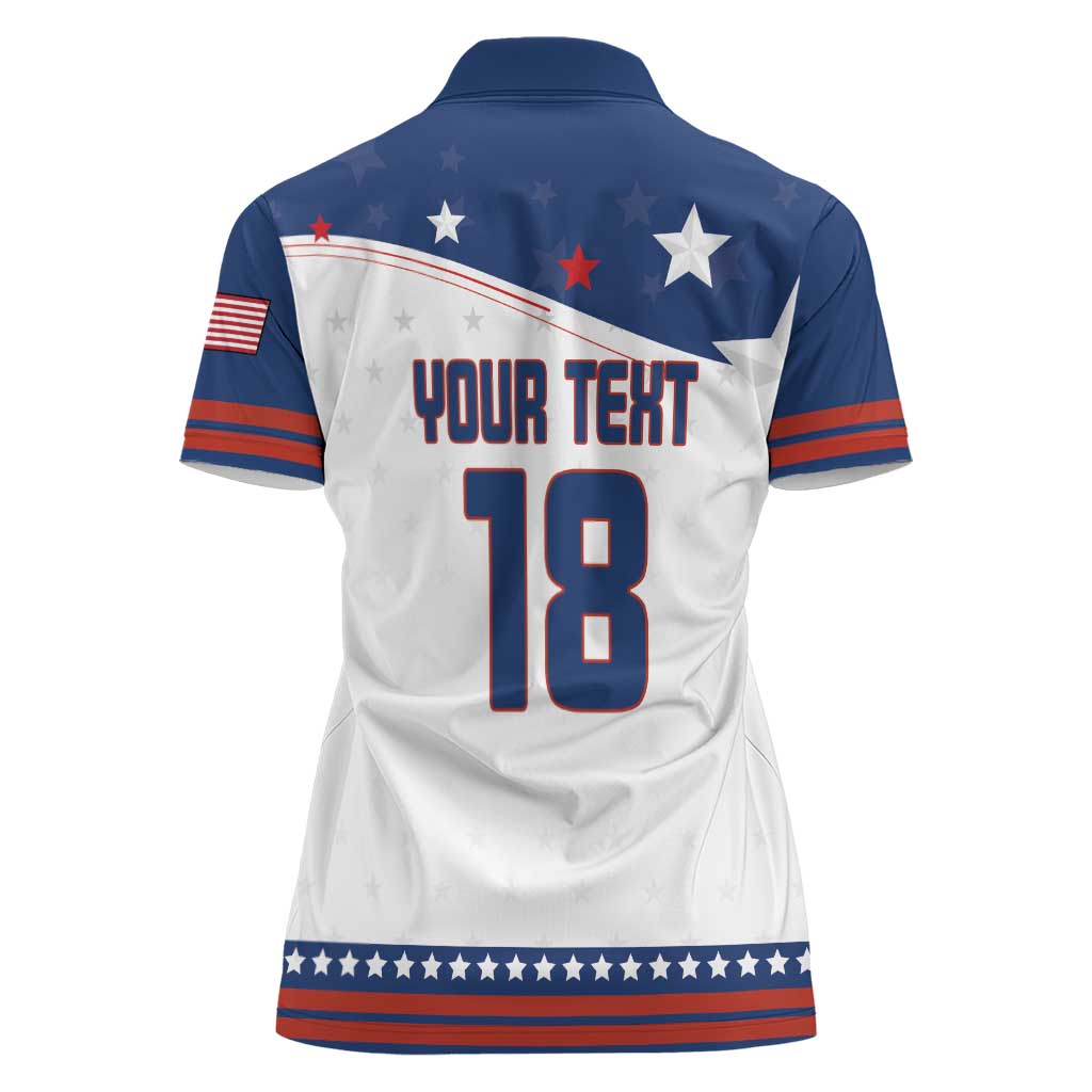 Custom USA Ice Hockey Champions 2026 Women Polo Shirt American Eagle Victory Hockey Pride