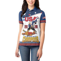 Custom USA Ice Hockey Champions 2026 Women Polo Shirt American Eagle Victory Hockey Pride