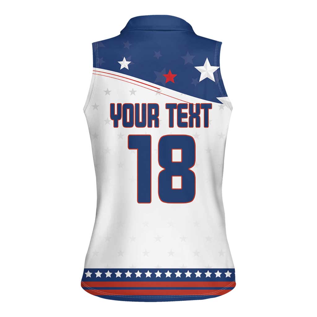 Custom USA Ice Hockey Champions 2026 Women Sleeveless Polo Shirt American Eagle Victory Hockey Pride