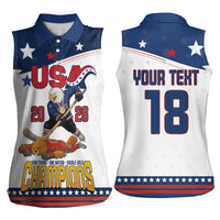 Custom USA Ice Hockey Champions 2026 Women Sleeveless Polo Shirt American Eagle Victory Hockey Pride