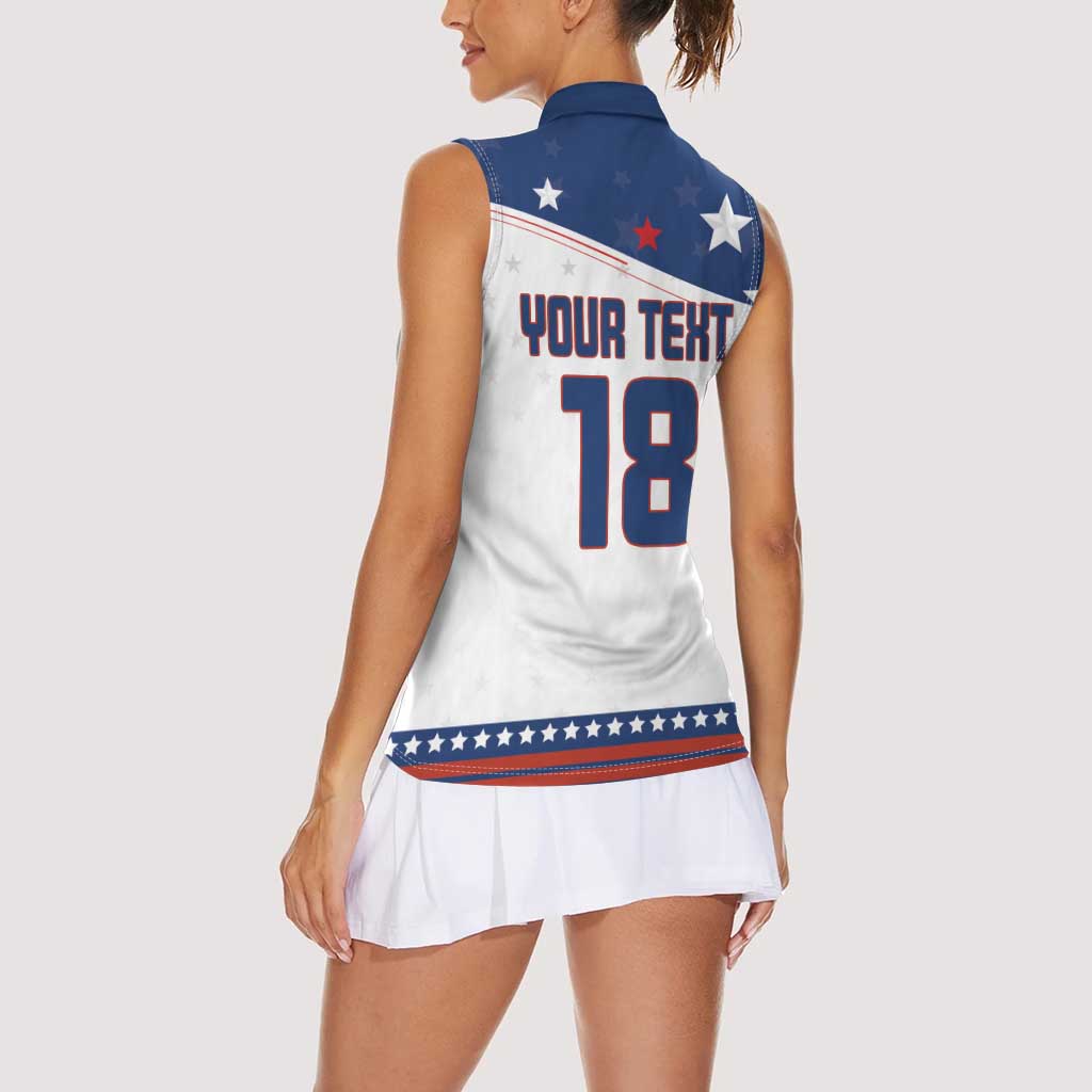 Custom USA Ice Hockey Champions 2026 Women Sleeveless Polo Shirt American Eagle Victory Hockey Pride