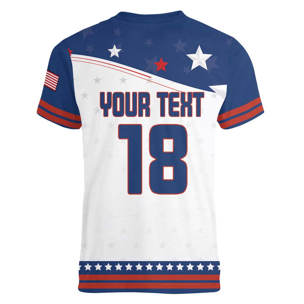 Custom USA Ice Hockey Champions 2026 Women V-Neck T-Shirt American Eagle Victory Hockey Pride
