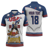 Custom USA Ice Hockey Champions 2026 Zipper Polo Shirt American Eagle Victory Hockey Pride