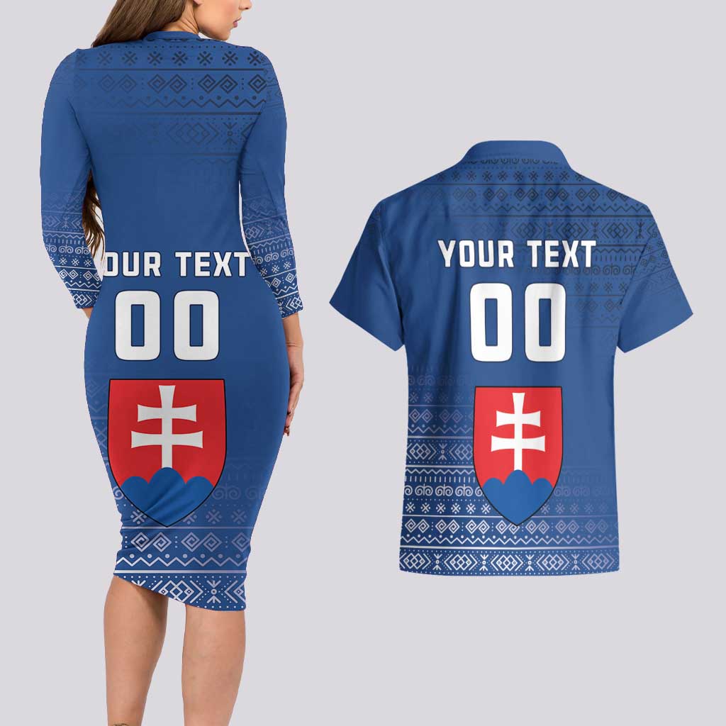 Custom Slovakia Volleyball Couples Matching Long Sleeve Bodycon Dress and Hawaiian Shirt Come On Repre