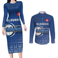 Custom Slovakia Volleyball Couples Matching Long Sleeve Bodycon Dress and Long Sleeve Button Shirt Come On Repre