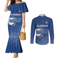 Custom Slovakia Volleyball Couples Matching Mermaid Dress and Long Sleeve Button Shirt Come On Repre