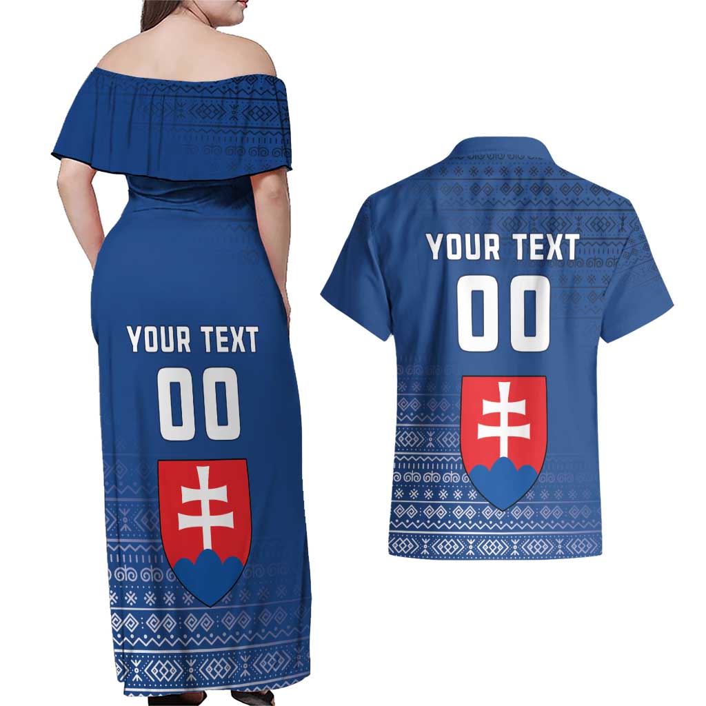 Custom Slovakia Volleyball Couples Matching Off Shoulder Maxi Dress and Hawaiian Shirt Come On Repre