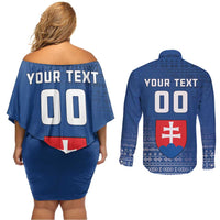 Custom Slovakia Volleyball Couples Matching Off Shoulder Short Dress and Long Sleeve Button Shirt Come On Repre