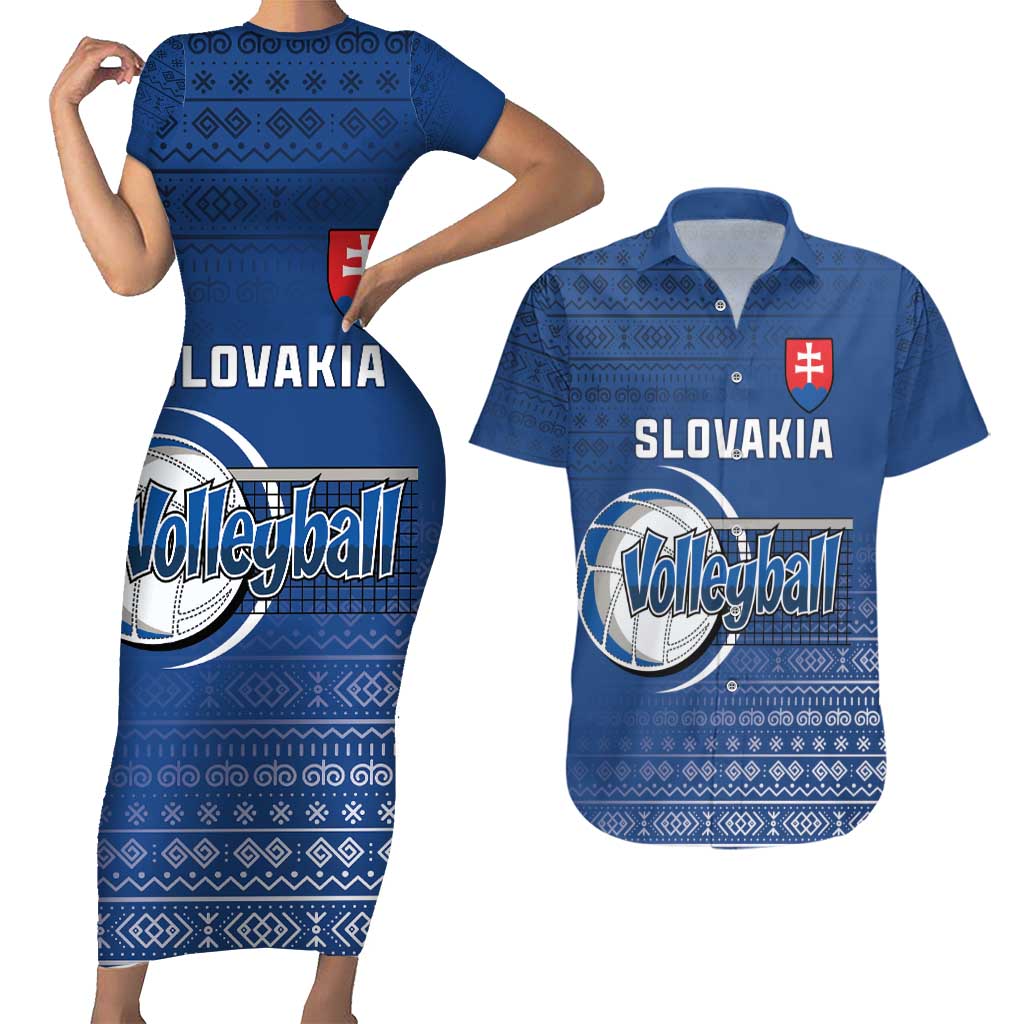 Custom Slovakia Volleyball Couples Matching Short Sleeve Bodycon Dress and Hawaiian Shirt Come On Repre
