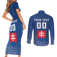 Custom Slovakia Volleyball Couples Matching Short Sleeve Bodycon Dress and Long Sleeve Button Shirt Come On Repre