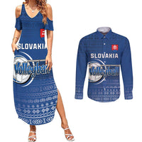 Custom Slovakia Volleyball Couples Matching Summer Maxi Dress and Long Sleeve Button Shirt Come On Repre