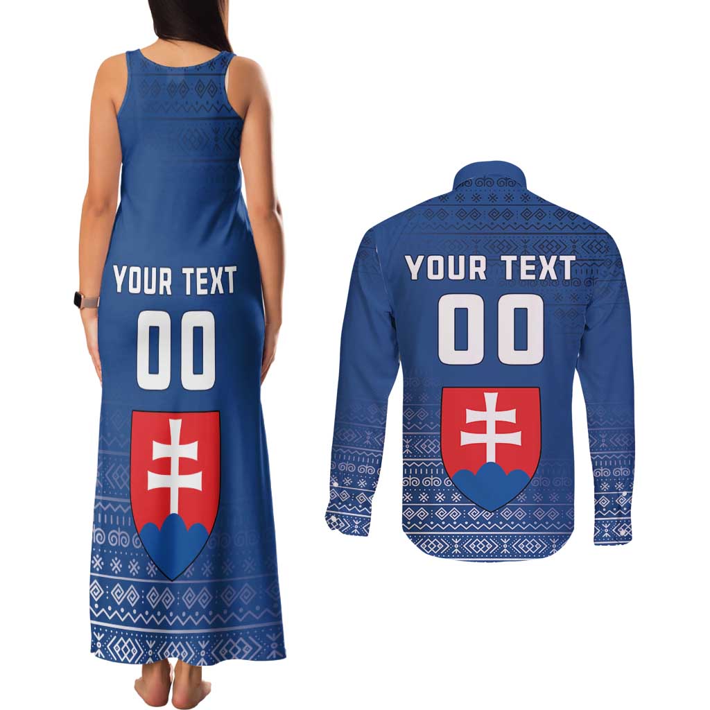 Custom Slovakia Volleyball Couples Matching Tank Maxi Dress and Long Sleeve Button Shirt Come On Repre