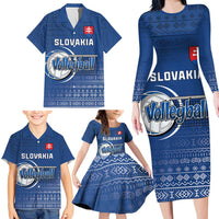 Custom Slovakia Volleyball Family Matching Long Sleeve Bodycon Dress and Hawaiian Shirt Come On Repre