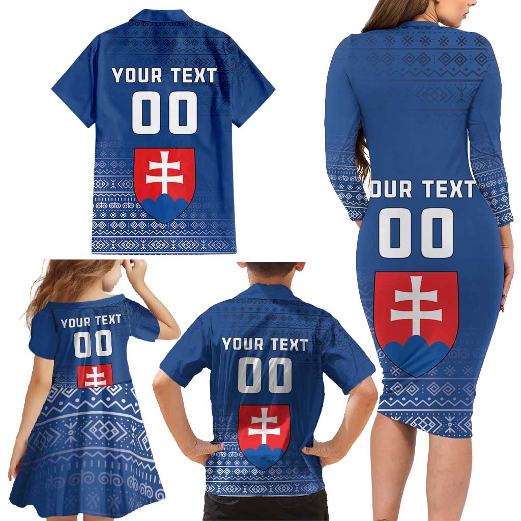Custom Slovakia Volleyball Family Matching Long Sleeve Bodycon Dress and Hawaiian Shirt Come On Repre