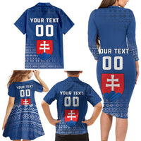 Custom Slovakia Volleyball Family Matching Long Sleeve Bodycon Dress and Hawaiian Shirt Come On Repre