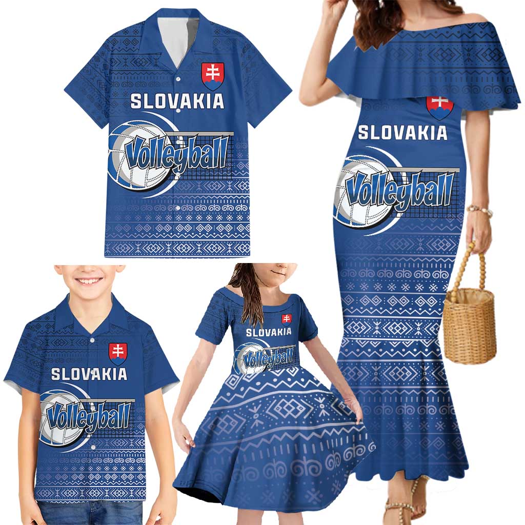 Custom Slovakia Volleyball Family Matching Mermaid Dress and Hawaiian Shirt Come On Repre