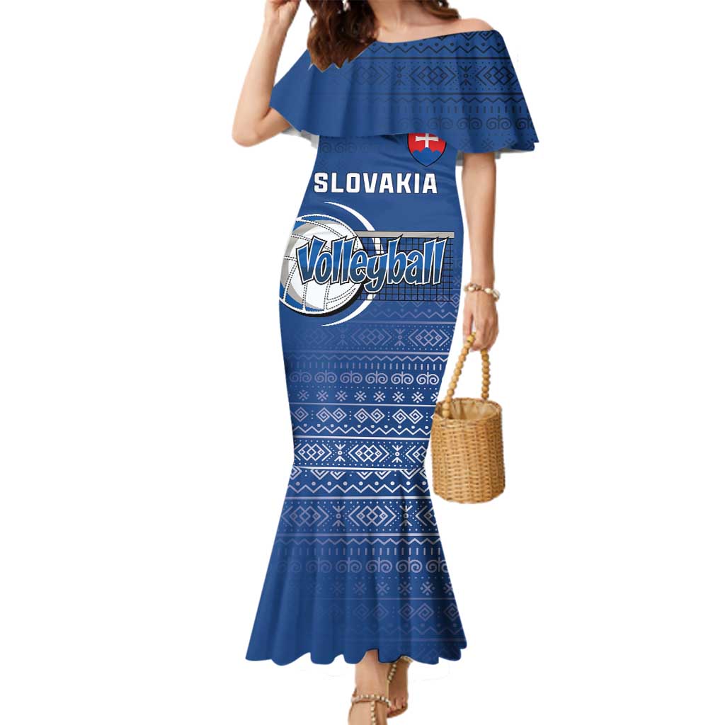 Custom Slovakia Volleyball Family Matching Mermaid Dress and Hawaiian Shirt Come On Repre