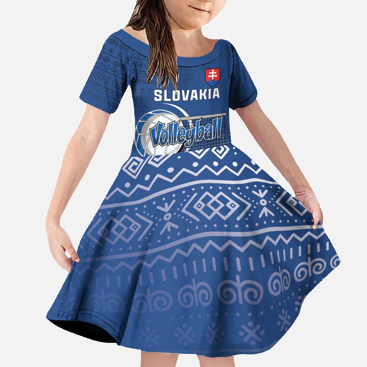 Custom Slovakia Volleyball Family Matching Off The Shoulder Long Sleeve Dress and Hawaiian Shirt Come On Repre