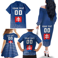 Custom Slovakia Volleyball Family Matching Off The Shoulder Long Sleeve Dress and Hawaiian Shirt Come On Repre