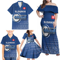 Custom Slovakia Volleyball Family Matching Off Shoulder Maxi Dress and Hawaiian Shirt Come On Repre