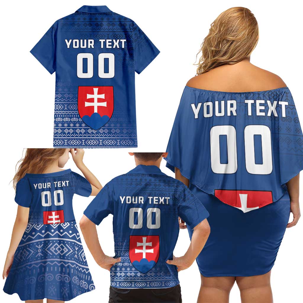 Custom Slovakia Volleyball Family Matching Off Shoulder Short Dress and Hawaiian Shirt Come On Repre