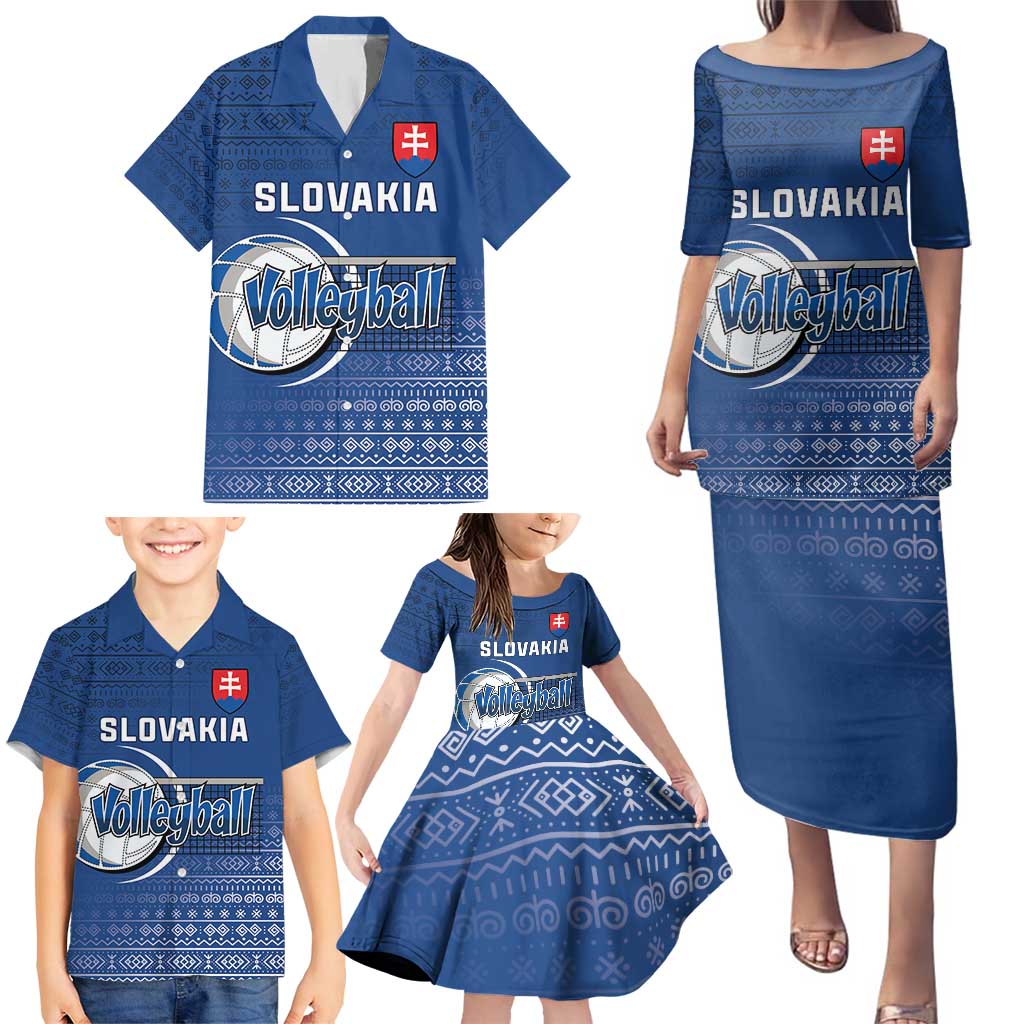 Custom Slovakia Volleyball Family Matching Puletasi and Hawaiian Shirt Come On Repre