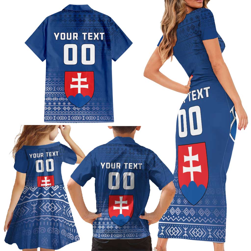 Custom Slovakia Volleyball Family Matching Short Sleeve Bodycon Dress and Hawaiian Shirt Come On Repre