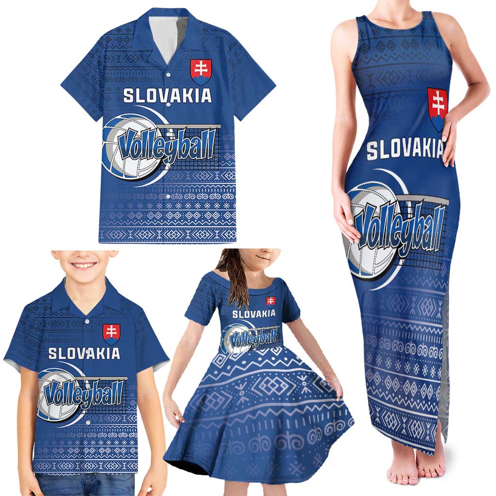 Custom Slovakia Volleyball Family Matching Tank Maxi Dress and Hawaiian Shirt Come On Repre