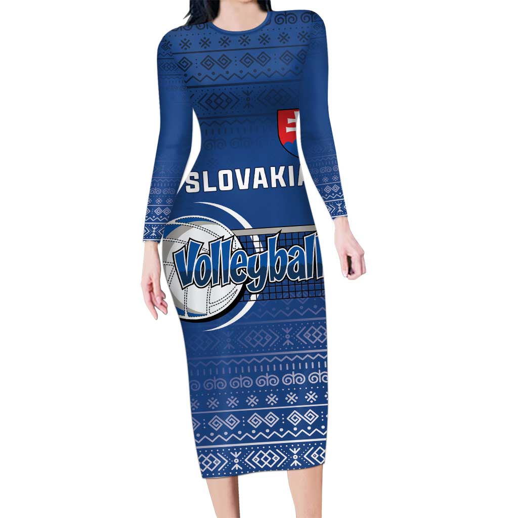 Custom Slovakia Volleyball Long Sleeve Bodycon Dress Come On Repre