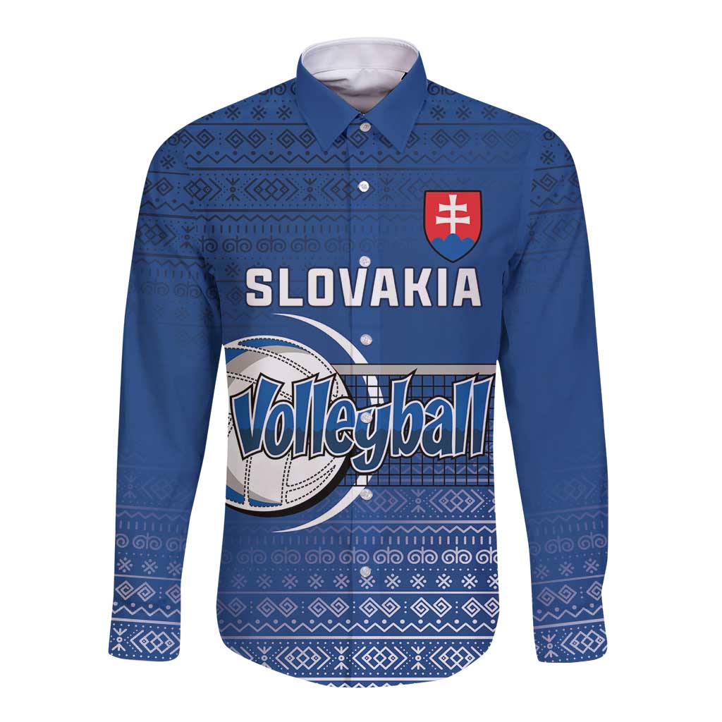Custom Slovakia Volleyball Long Sleeve Button Shirt Come On Repre