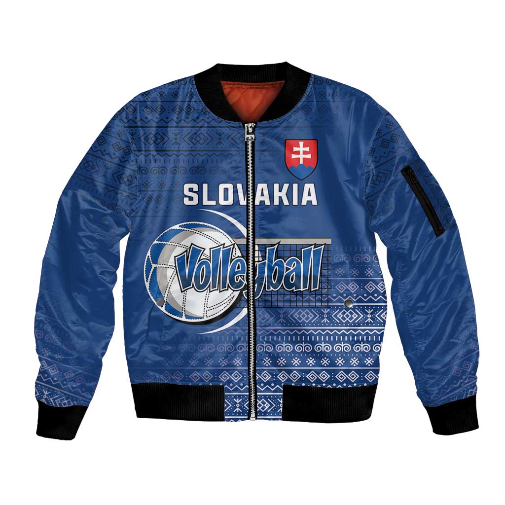 Custom Slovakia Volleyball Sleeve Zip Bomber Jacket Come On Repre