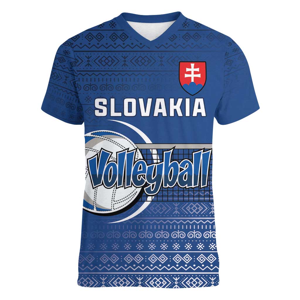 Custom Slovakia Volleyball Women V-Neck T-Shirt Come On Repre