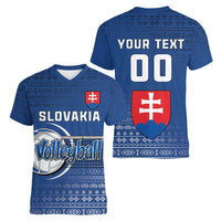 Custom Slovakia Volleyball Women V-Neck T-Shirt Come On Repre