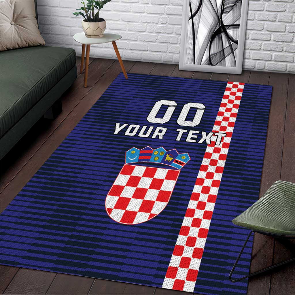 Custom Croatia Volleyball Area Rug Go Champions Sahovnica