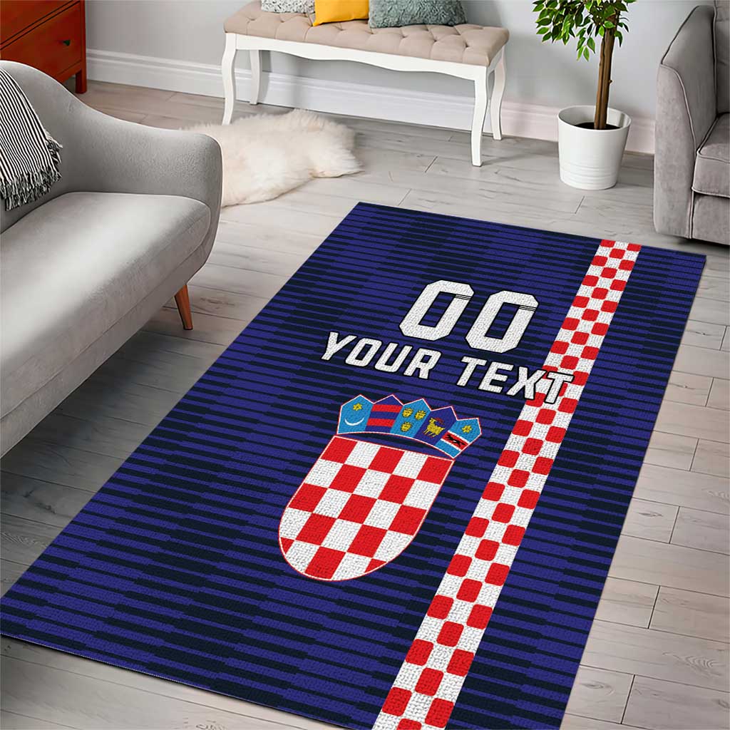 Custom Croatia Volleyball Area Rug Go Champions Sahovnica