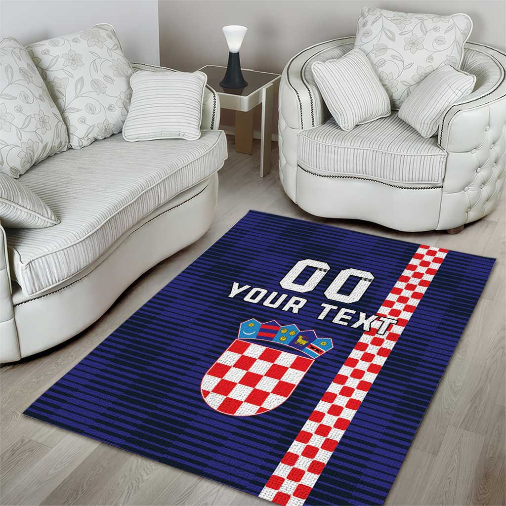 Custom Croatia Volleyball Area Rug Go Champions Sahovnica