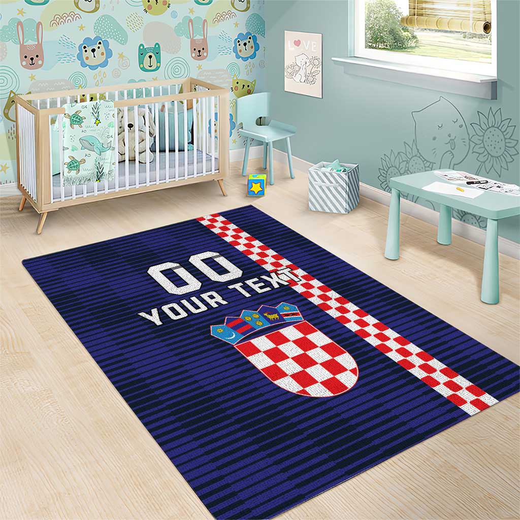 Custom Croatia Volleyball Area Rug Go Champions Sahovnica