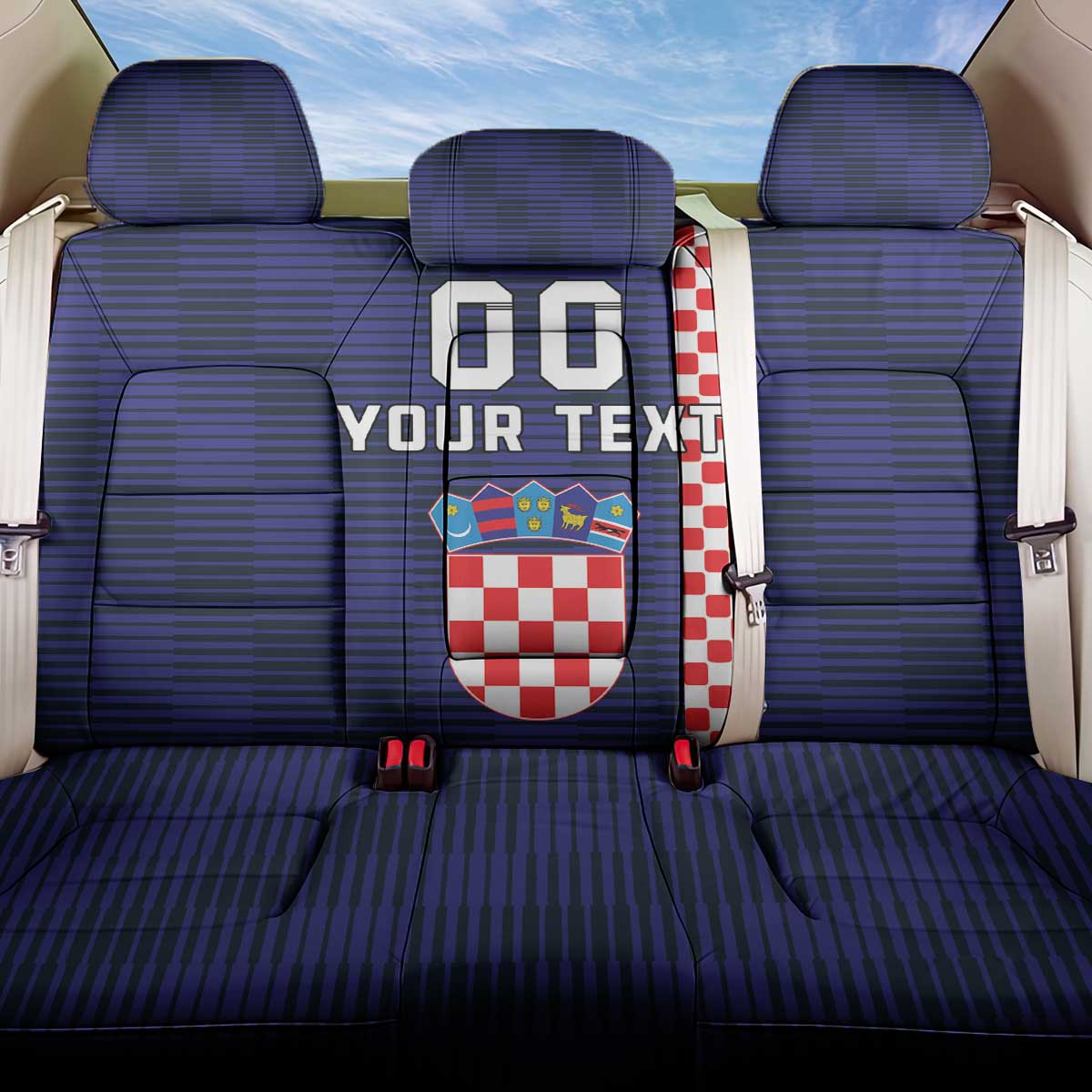 Custom Croatia Volleyball Back Car Seat Cover Go Champions Sahovnica